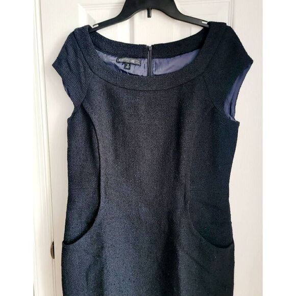 Lafayette148 Black Tweed  Sleeveless Shift Dress 12 - Picture 3 of 10